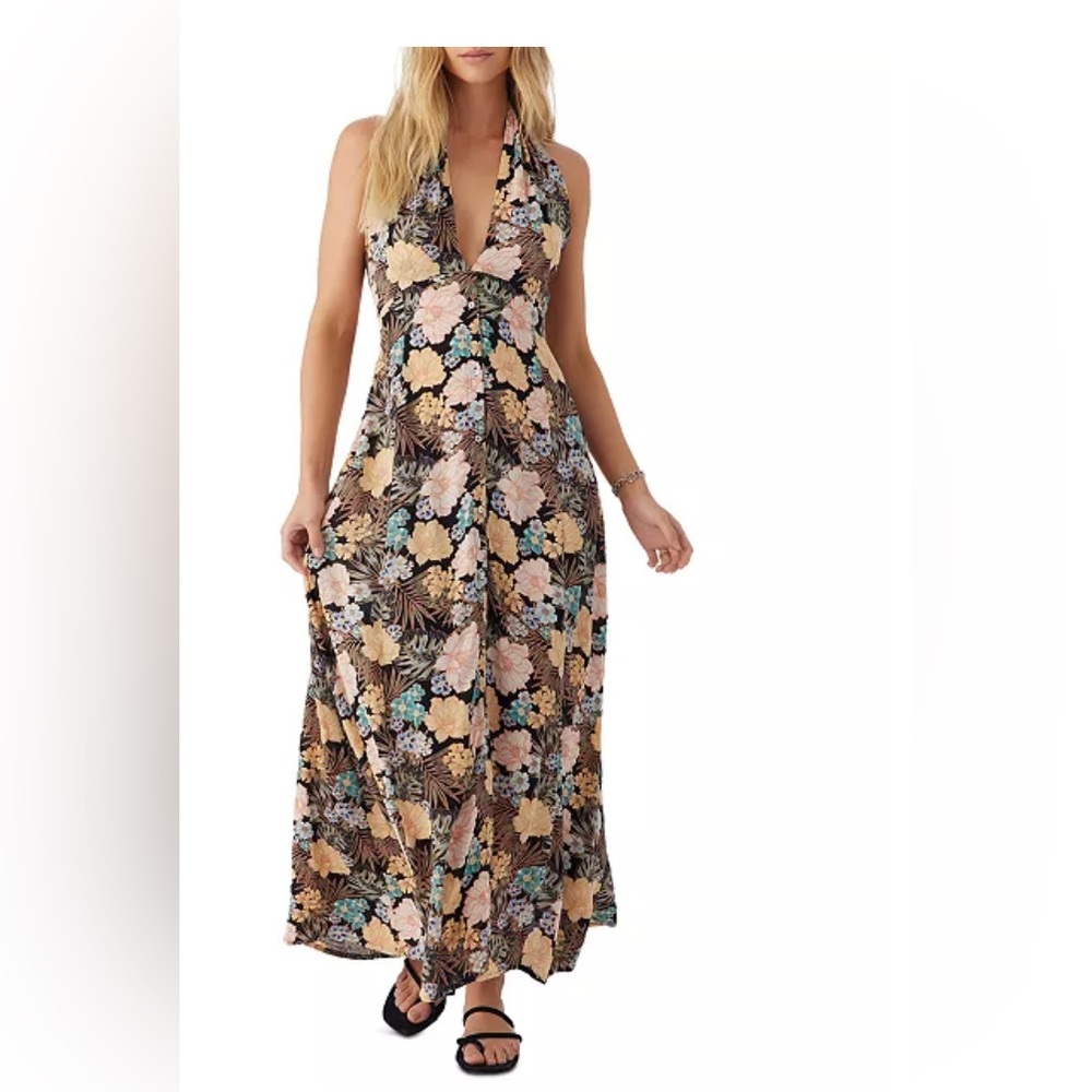 O'Neill Multicolor Floral Halter Maxi Dress